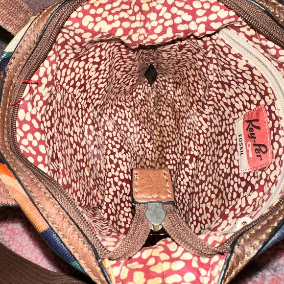 Fossil Multicolor Flower Print Coated Canvas Crossbody Shoulder Bag 5 Pockets - Picture 4 of 5